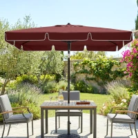 Outsunny Sombrilla de Terraza de Aluminio 2x1,3x2,5 m Parasol de Jardín Rectangular con Función de Inclinación Rojo Vino(m-10)