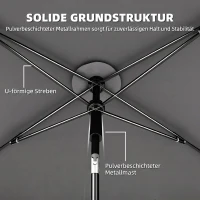 Outsunny Sonnenschirm rechteckig Balkonschirm mit 3-facher Neigung Strandschirm mit 8 Streben 183x122x222 cm Dunkelgrau(m-7)