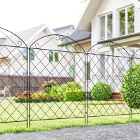 Outsunny Decorative Garden Fencing, 43in x 11.4ft Outdoor Picket Fence Panels, 4PCs Rustproof Steel Wire Landscape Flower Bed Border Edging, Gentle Swirls(m-2)