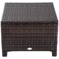 Outsunny Rattan Footstool Wicker Ottoman with Padded Seat Cushion Outdoor Patio Furniture for Garden Poolside Living Room, 50 x 50 x 35 cm, Brown(m-8)