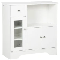HOMCOM Credenza Buffet con Vano Aperto, Cassetto, 3 Ripiani e Armadietto a 2 Ante, in Legno, 80x30x82 cm, Bianco(m-1)