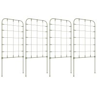 Outsunny Juego de 4 Enrejados de Jardín Soportes para Enredaderas de Acero para Plantas Trepadoras y Decoración 40x90 cm Verde