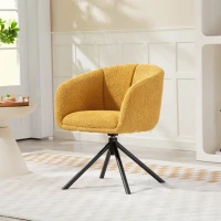 HOMCOM Sessel, Polsterstuhl mit bequemer Sitzschale, drehbar, kuscheliger Bezug, bis 120 kg, Gelb(m-9)
