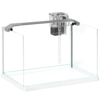 PawHut Acquario in Vetro con Luci LED da 20L, Filtro e Pompa d'Acqua, 38x26x27 cm, Bianco(m-1)