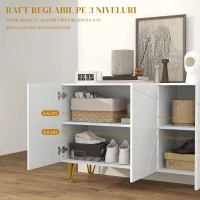 HOMCOM Dulap de Depozitare cu 2 Dulapuri și Raft Reglabil, din PAL și Metal, 120 x 40 x75 cm, Alb și Auriu(m-6)