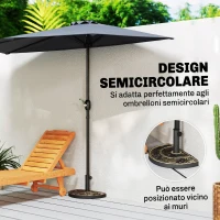 Base per Ombrellone a Mezzaluna da Ø38 mm e Ø48 mm con Manovella, Basamento per Ombrellone in Resina, Base Ombrellone a Parete 50x31x32 cm, Bronzo(m-6)