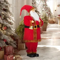 HOMCOM 4ft Singing Santa Claus Figure with with Waving Head- Red(m-10)