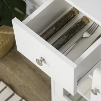 HOMCOM Credenza Buffet con Vano Aperto, Cassetto, 3 Ripiani e Armadietto a 2 Ante, in Legno, 80x30x82 cm, Bianco(m-8)