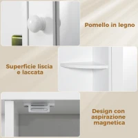 HOMCOM Specchio Bagno Contenitore con 6 Ripiani Aperti e 2 Chiusi, 66x17x63 cm Mobile Bagno con Specchio, Mobilettto da Parete in Vetro, Bianco(m-8)