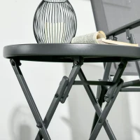 Outsunny Table basse pliante table d'appoint pliante plateau en verre trempé motifs noirs et blancs en métal Ø 45 x 50 cm noir(m-9)