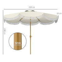 Outsunny Parasol de jardin 2,7 ​​m, parasol inclinable d'extérieur UPF 30+ avec manivelle, 8 baleines, bleu clair et blanc(m-3)