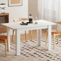 HOMCOM Table à manger extensible, table de cuisine rectangulaire, pour 6-8 personnes, 140-180 x 80 cm, blanc(m-7)