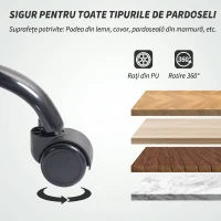 HOMCOM Scaun de Birou Rabatabil cu Suport pentru Picioare, Spătar Înalt, Înălțime Reglabilă și Roți, Negru(m-7)