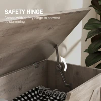 HOMCOM 100L Home Storage Box, with Safety Hinge - Grey Wood-Effect(m-5)