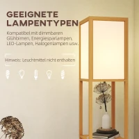 HOMCOM Stehlampe mit 3 Regalen, Stehleuchte mit E27 Fassung, 26 x 26 x 160 cm, für Wohn-/Schlafzimmer (Ohne Glühbirne)(m-6)