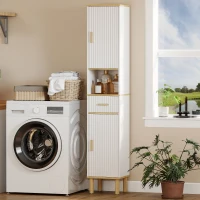 HOMCOM Armadietto 172 cm, Mobile Bagno con Cassetto e Ripiani Regolabili, Bianco(m-10)
