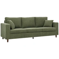 HOMCOM 3 Seater Sofa with Wide Seat, Corduroy Fabric Couch with Deep Seat, Spring Cushion, Green(m-15)