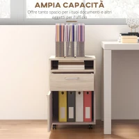 HOMCOM Cassettiera da Ufficio Portadocumenti con Ripiano Aperto e 2 Cassetti, in Legno e Metallo, 40x35x60 cm, Rovere(m-4)