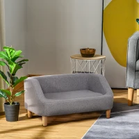PawHut Sofá para cachorro cama para cão animal de estimação estilo escandinavo pés em madeira revestimento em tecido capa removível 75 x 55 x 39 cm - cinza(m-6)