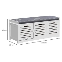 HOMCOM 3-Drawer Shoe Storage Bench - White(m-3)