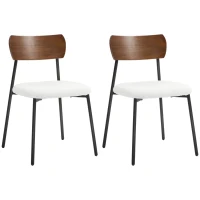HOMCOM Conjunto de 2 cadeiras de sala de jantar com assento efeito bouclê, encosto curvo efeito madeira, interior, creme(m-1)