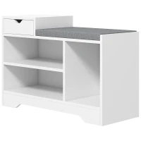 HOMCOM Meuble et banc à chaussures 1 tiroir et 3 compartiments, capacité 5 paires MDF, 76,5L x 30D x 52H cm(m-12)