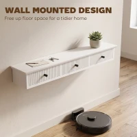 HOMCOM Shelf Wall-Mounted Storage Shelf Shelving Unit MDF 93 x 15 x 10 cm Entryway Kitchen Living Room, White(m-4)