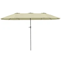 Outsunny Sombrilla Doble 4x2,2 m Sombrilla Terraza Exterior con Manivela Manual Impermeable y Protección UV30+ Crema(m-11)