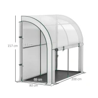 Outsunny Estufa Montada na Parede Casa de Cultivo Acessível Cobertura de Plástico 300x80x157 cm Branco(m-3)