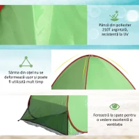 Cort de Plajă Outsunny Pop Up cu Protecție UV 30+ și Geantă de Transport, 200x150x119 cm, Verde(m-6)