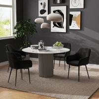 HOMCOM Set 2 Scaune Moderne pentru Sufragerie cu Brațe, Șezut Tapițat și Picioare din Oțel, 54x57x80 cm, Negru(m-7)