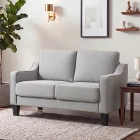HOMCOM Divano 2 Posti Moderno e Salvaspazio in Tessuto Effetto Lino, 136x77x86 cm;, Grigio Chiaro(m-2)