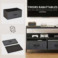 HOMCOM Meuble TV, meuble télé pour téléviseur jusqu'à 47 pouces avec 2 tiroirs et pieds en acier, 98 x 29 x 56 cm, gris foncé(m-4)
