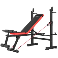SPORTNOW Adjustable Weight Bench with Squat Rack and Dip Stand(m-11)
