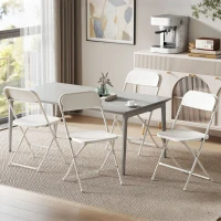 HOMCOM Set 4 Sedie Pieghevoli con Fori di Drenaggio in Plastica e Metallo, 45x49x79.5 cm, Bianco(m-9)
