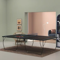 SPORTNOW Mesa de pingue-pongue, dobrável, 8 rodas, estrutura em aço com pintura a pó, MDF, 274 x 152,5 x 76 cm, preto(m-6)
