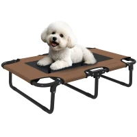 PawHut Erhöhtes Hundebett klappbar Haustierbett, Outdoor Hundeliege mit Netzdesign Kaffee Oxford 75 x 51 x 18 cm(m-12)