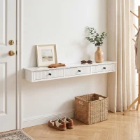 HOMCOM Shelf Wall-Mounted Storage Shelf Shelving Unit MDF 93 x 15 x 10 cm Entryway Kitchen Living Room, White(m-9)