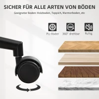 HOMCOM Homeoffice Stuhl aus Kunstleder höhenverstellbar Drehstuhl bis 135 kg belastbar 52 x 54 x 74-84 cm Schwarz+Walnussbraun(m-8)