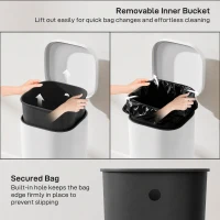 HOMCOM 30L Kitchen Bin, Compact Pedal Bin with Soft-Close and Stay-Open Lid, Removable Bucket for Kitchen, Home, Office, White(m-6)