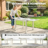 Outsunny Tavolo da Giardino Allungabile in Alluminio con Piano a Ribalta in Vetro Temperato, 90-180x90x75 cm, Crema(m-7)