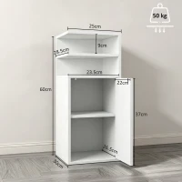 HOMCOM Slim Bedside Table Set of 2, Narrow Bedside Cabinet with Open Cubbies and Cupboard for Bedroom Living Room, White(m-3)