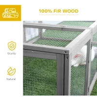 PawHut 6ft Outdoor Rabbit Hutch for 2-4 Rabbits, Fir Wood Run with Wire Mesh & Openable Roof, 181 x 100 x 48 cm, Grey(m-5)