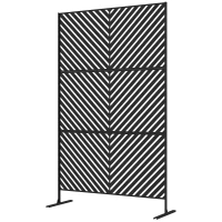 Outsunny 6.5FT Decorative Outdoor Divider, Metal Privacy Screen with Stand, Triangle Style, Black(m-11)