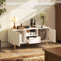HOMCOM Meuble TV Banc TV Buffet bas Meuble de rangement sur pied avec 2 placards en Bois pour Chambre Salon(m-4)