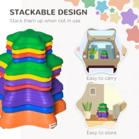 Outsunny 11-Piece Stepping Stones Kids, Starfish Style Non-slip Obstacle Course, Stackable Balance Blocks Garden Toys, Encourage Toddler Sensory Toys Indoor Outdoor - Multicoloured(m-4)