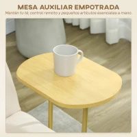 HOMCOM Sofá Cama de 3 Plazas con Mesa Auxiliar 3 en 1 con Respaldo Ajustable Apertura Clik-Clak 196x86x81 cm Beige(m-7)