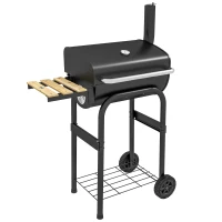 Outsunny Charcoal BBQ, with Thermometer, Shelves and Wheels(m-1)