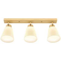 HOMCOM Candelabru de Tavan cu 3 Puncte de Lumină Reglabile la 90° și Dulii E27, Culoare Lemn(m-12)