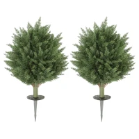 HOMCOM Conjunto de 2 Plantas Artificiais, Cipreste artificial resistente a UV com 387 folhas e estaca para solo, Ø40 x 60H cm, Verde(m-1)